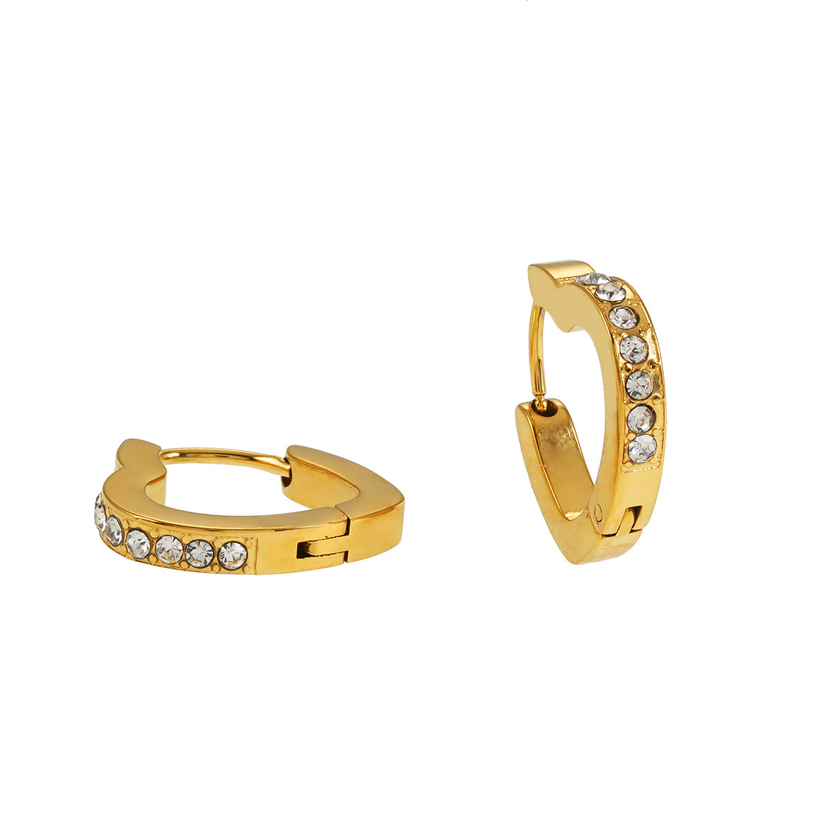 Style TENDER Gold : Mini créoles cœur pavées de zirconiums