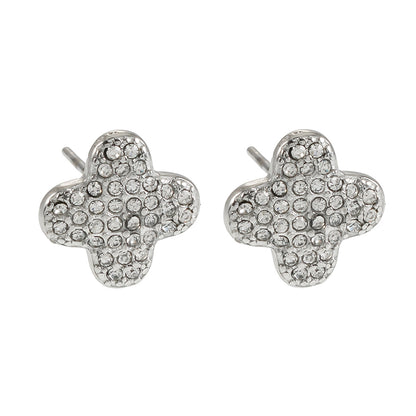 TREMBLANT Or Blanc (ton argenté) : Boucles d'oreilles clous en Zirconia Cubique (CZ) pavé éblouissantes – Un éclat élégant jour et nuit
