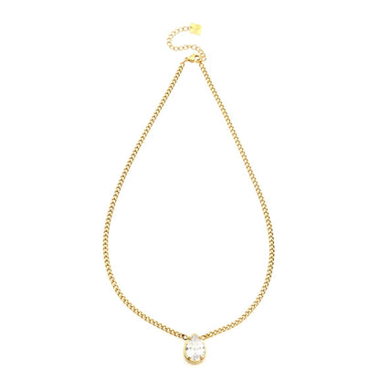 TWYLA : Collier à pendentif en cristal en forme de goutte d'eau sur une chaîne à maillons.