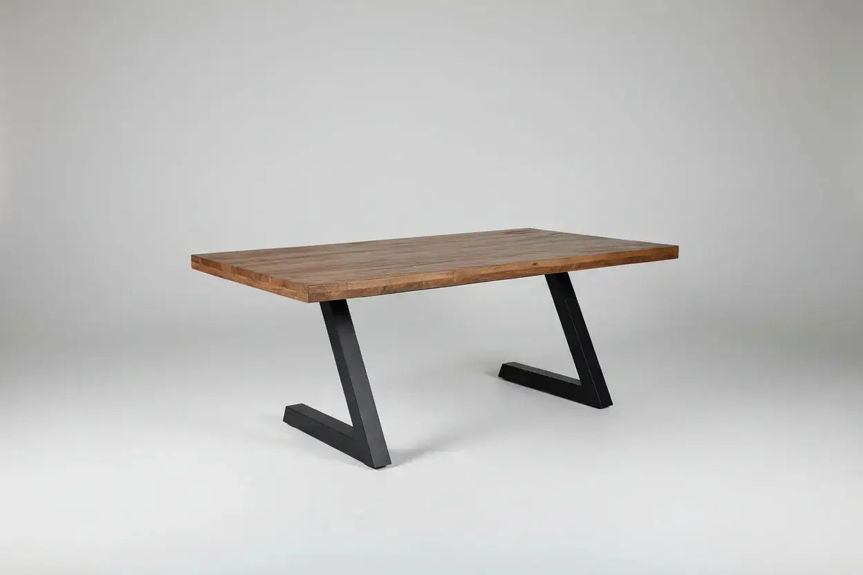 Mango wood table or desk with black L-shaped steel legs
