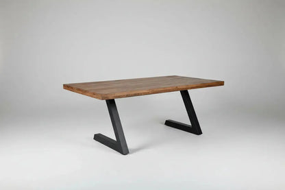 Mango wood table or desk with black L-shaped steel legs