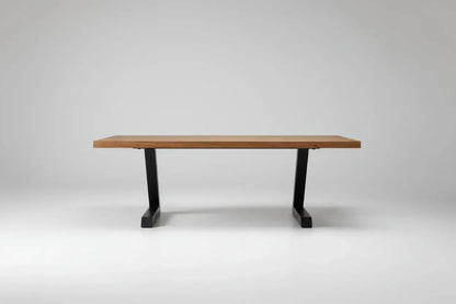 Mango wood table or desk with black L-shaped steel legs