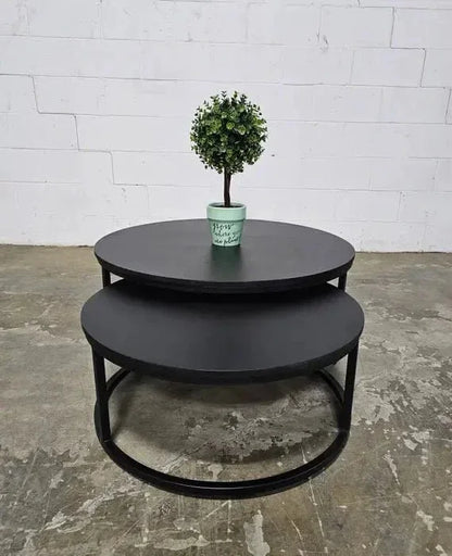Acacia Wood Nesting Coffee Tables (Black)