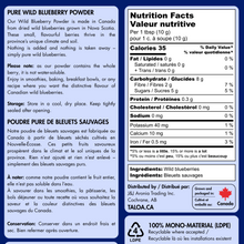 Wild Blueberry Powder 150 g - Made in Canada