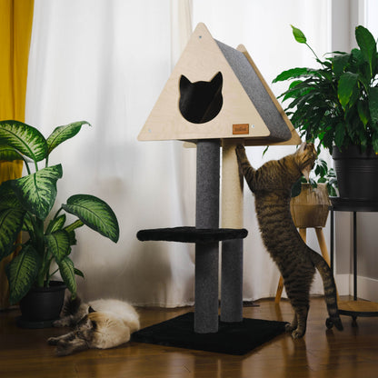 Tipi Cachette - Arbre à chat de luxe à 2 niveaux