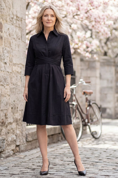 Robe-chemise évasée Tessa à nouer sur le devant