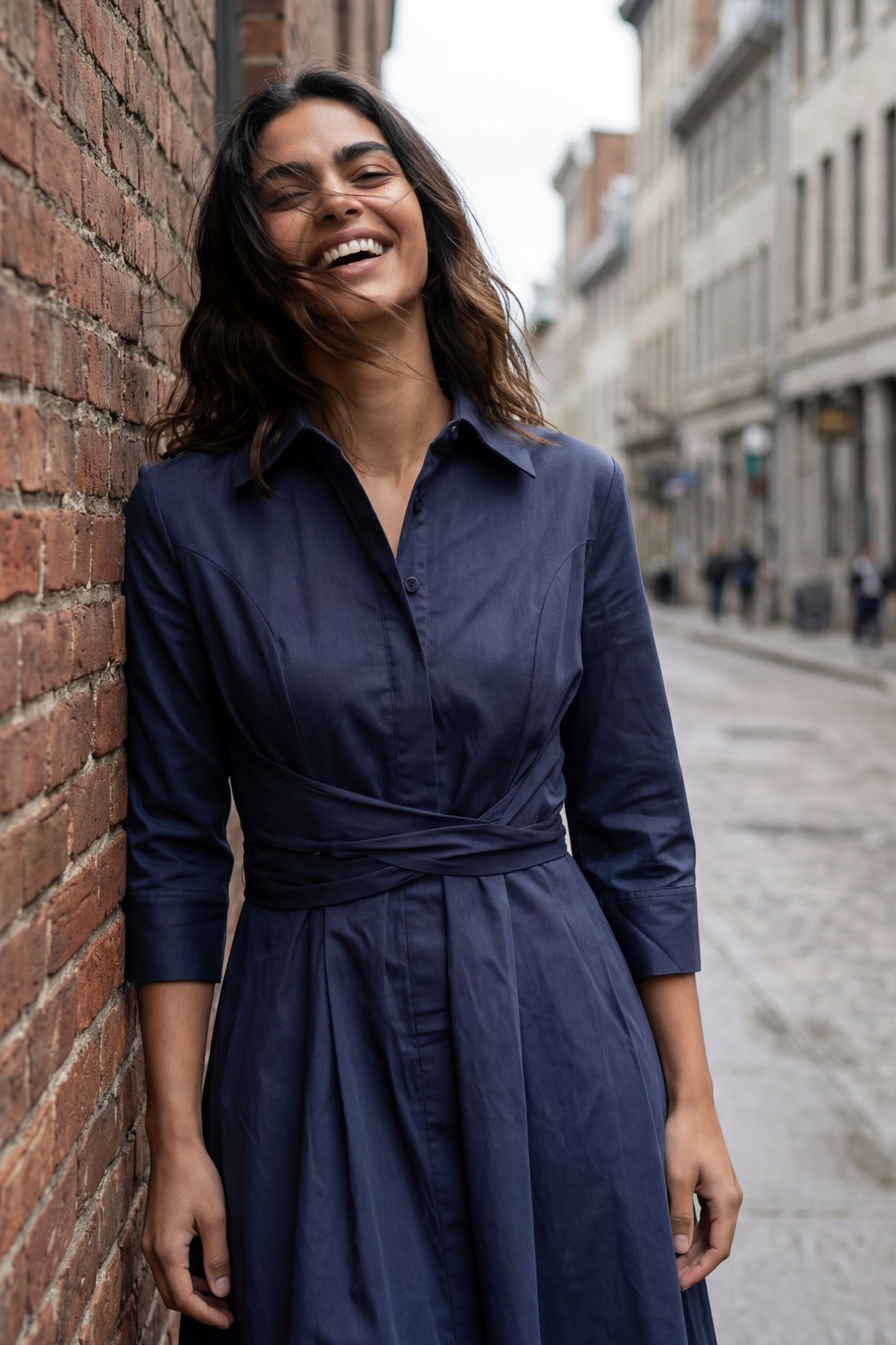 Robe-chemise évasée Tessa à nouer sur le devant