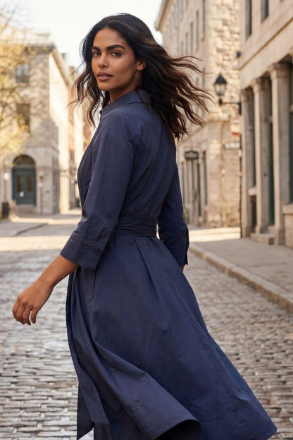 Robe-chemise évasée Tessa à nouer sur le devant