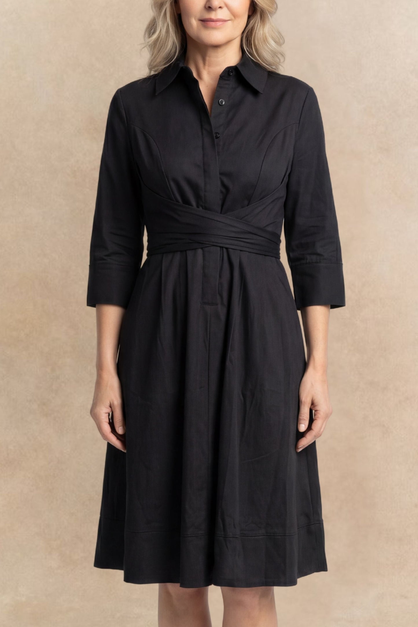 Robe-chemise évasée Tessa à nouer sur le devant