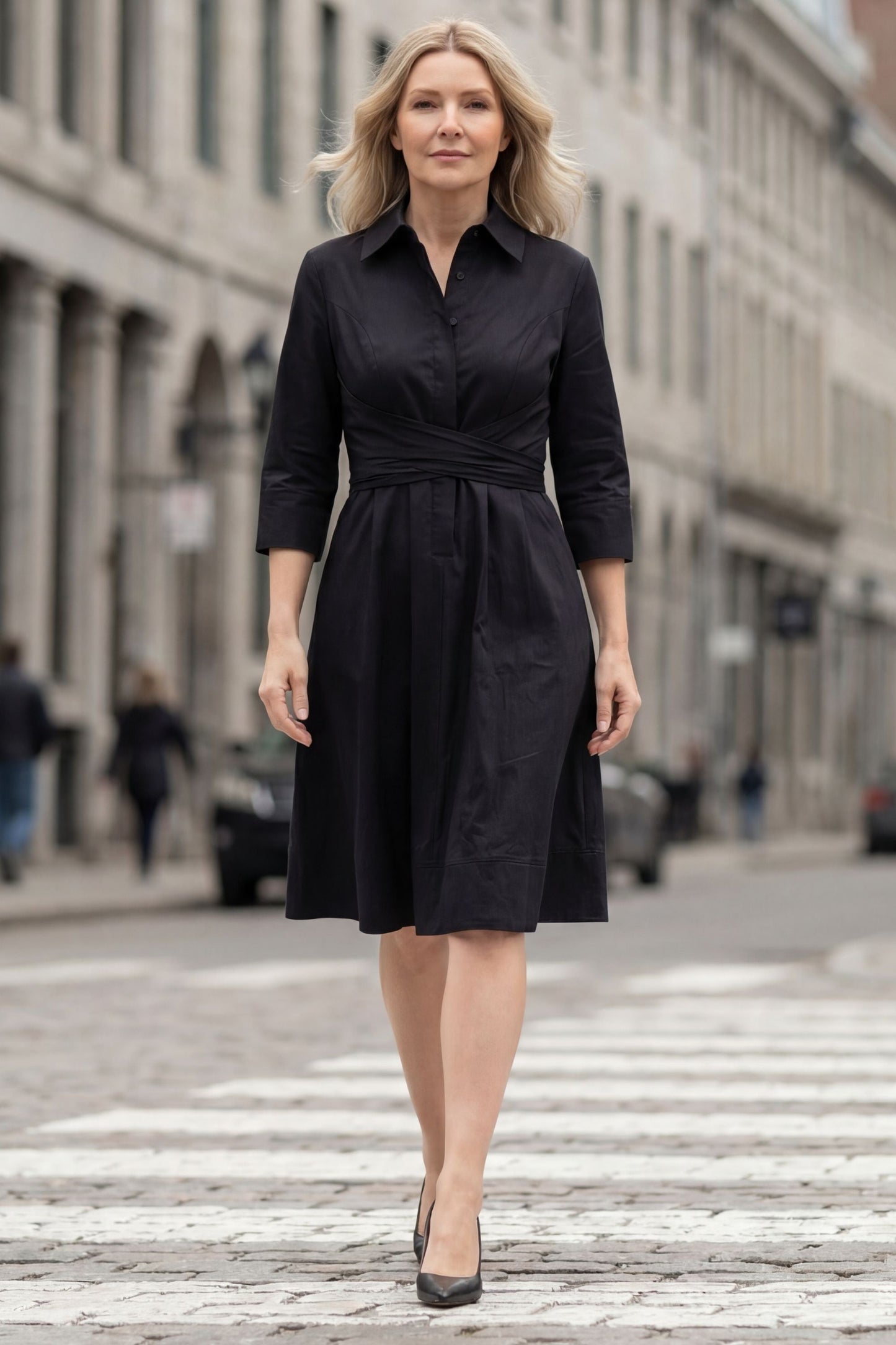 Robe-chemise évasée Tessa à nouer sur le devant
