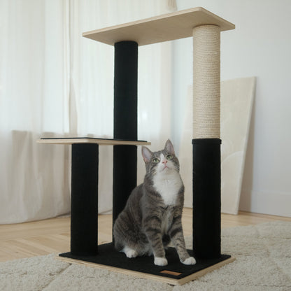 Arbre à chat moderne Noba à 2 niveaux en contreplaqué