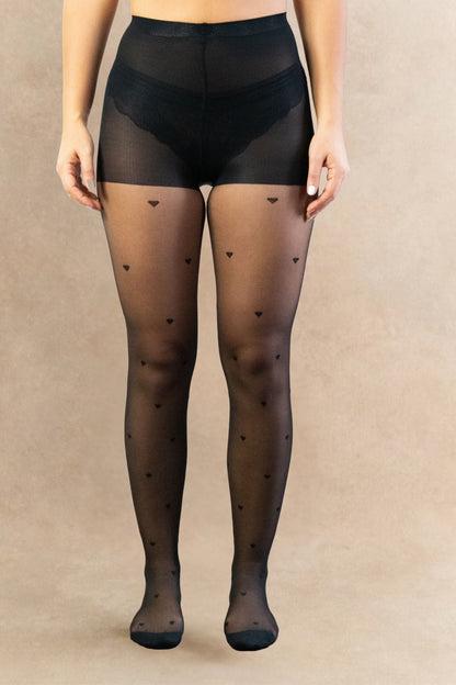 Collants Cœurs Chaussettes + Sac à Linge en Filet