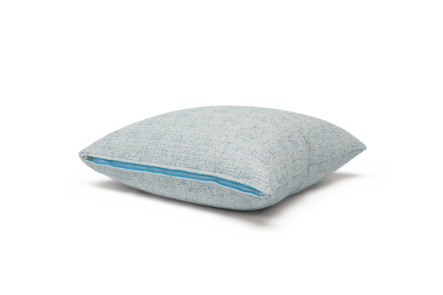 Housse de coussin en tweed couleur eau