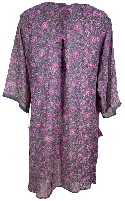 Robe Tunique PRG6037 en Pure Soie Transparente avec Poches Appliquées Avatar