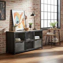 Mango Wood and Raw Steel Ibiza Buffet with Glass Doors