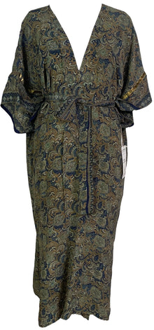 PRC6833 Duster long en pure soie à manches kimono avec ceinture Avatar