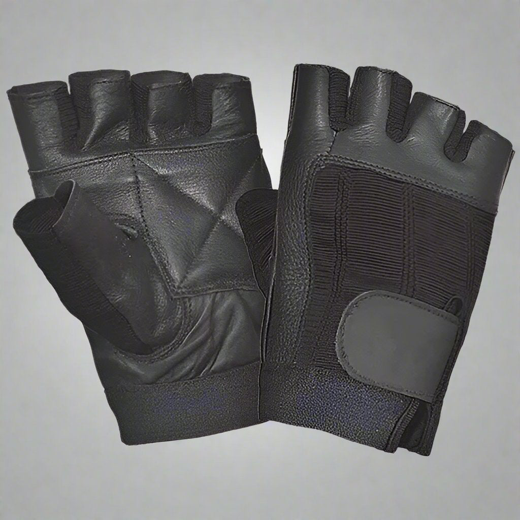 Unik International Gants sans doigts en cuir et tissu