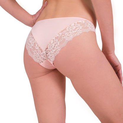 Culottes bikini en coton avec dos en dentelle pour femme – Lot de 3