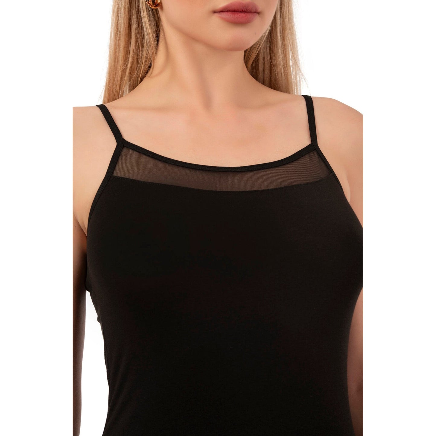 Caraco en coton modal pour femme avec détails en maille et fines bretelles