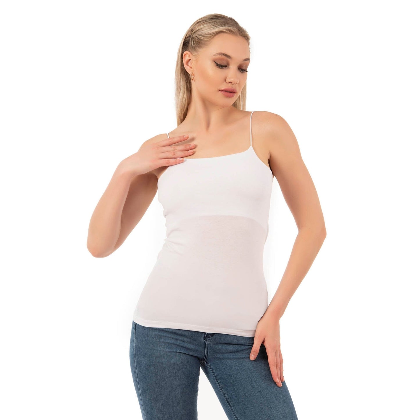 Caraco en coton-modal à fines bretelles pour femme