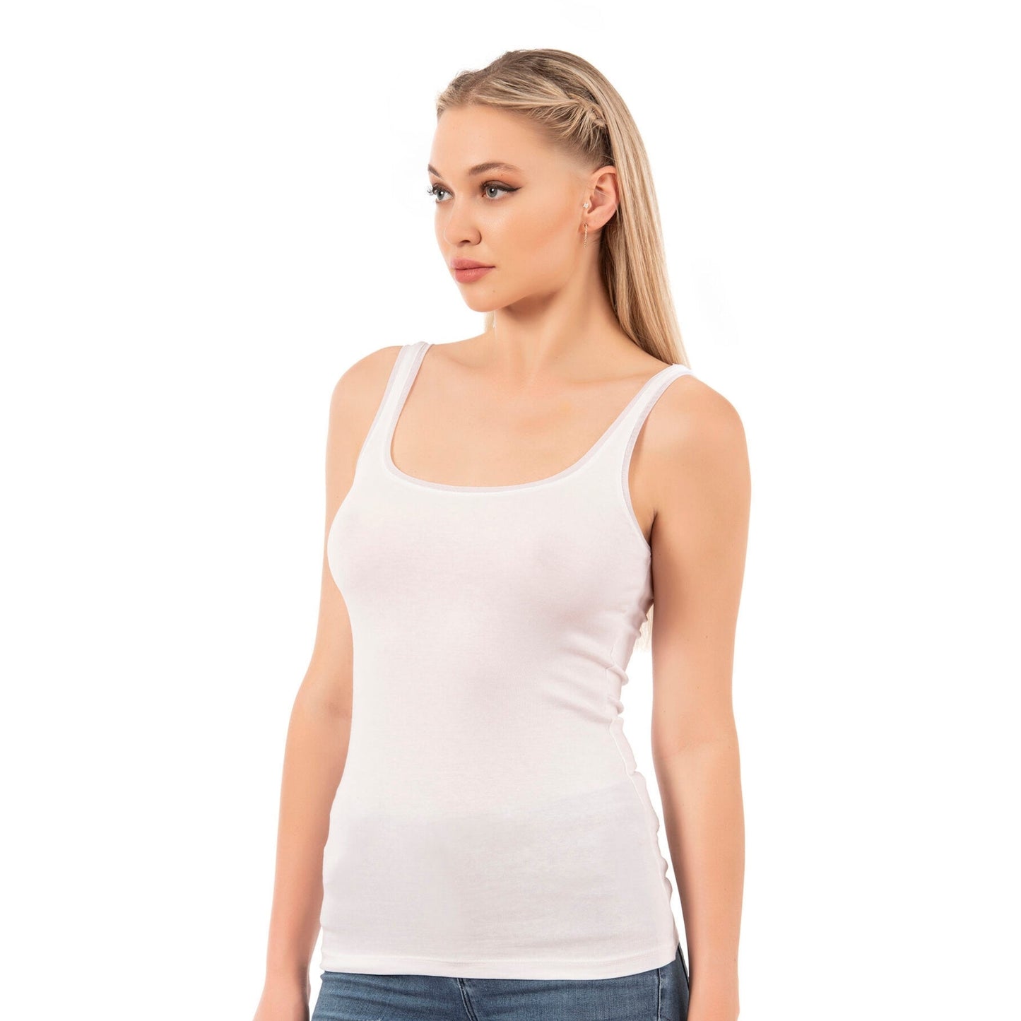 Débardeur pour femme en modal et coton avec liseré en biais