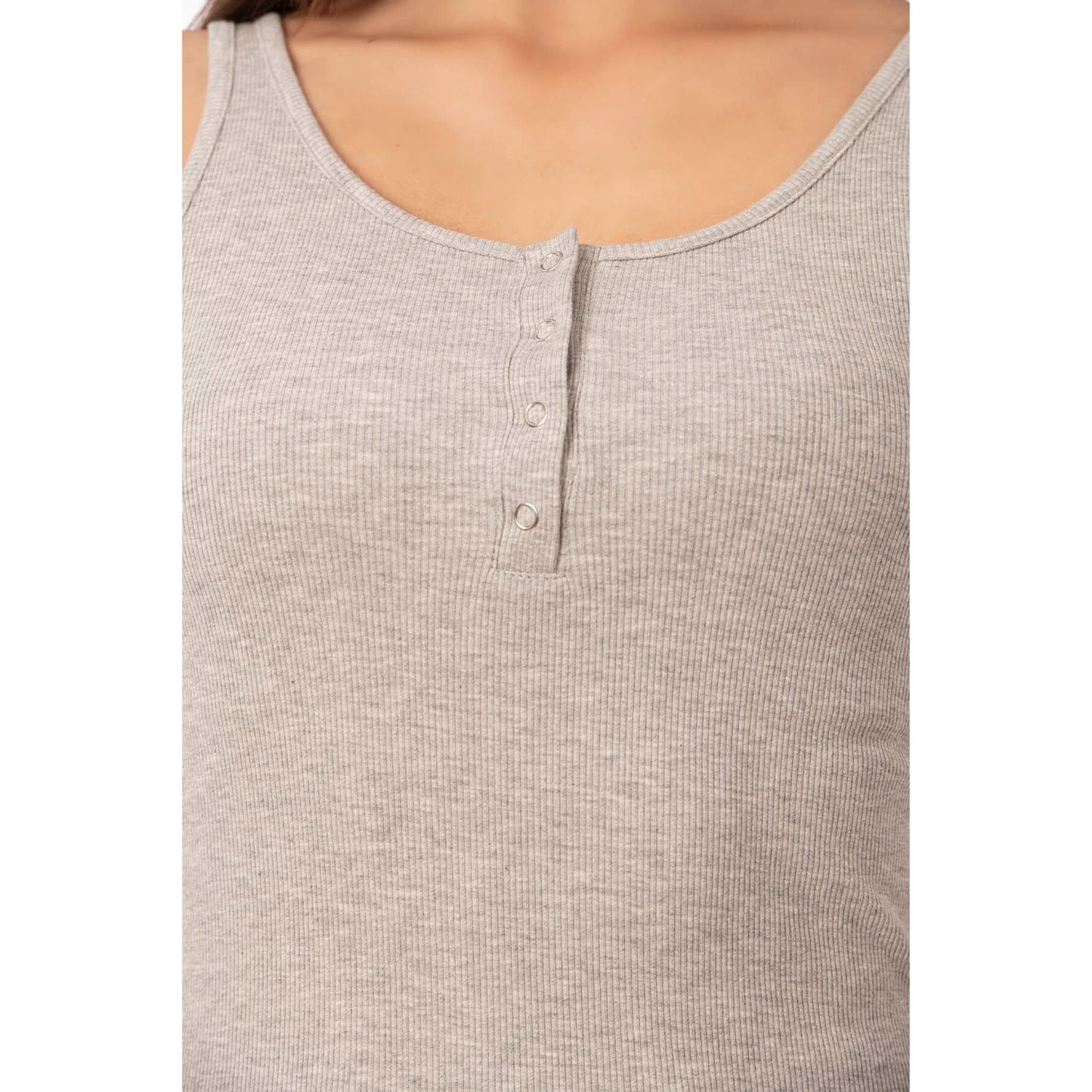 Débardeur en coton côtelé avec boutons-pression pour femme