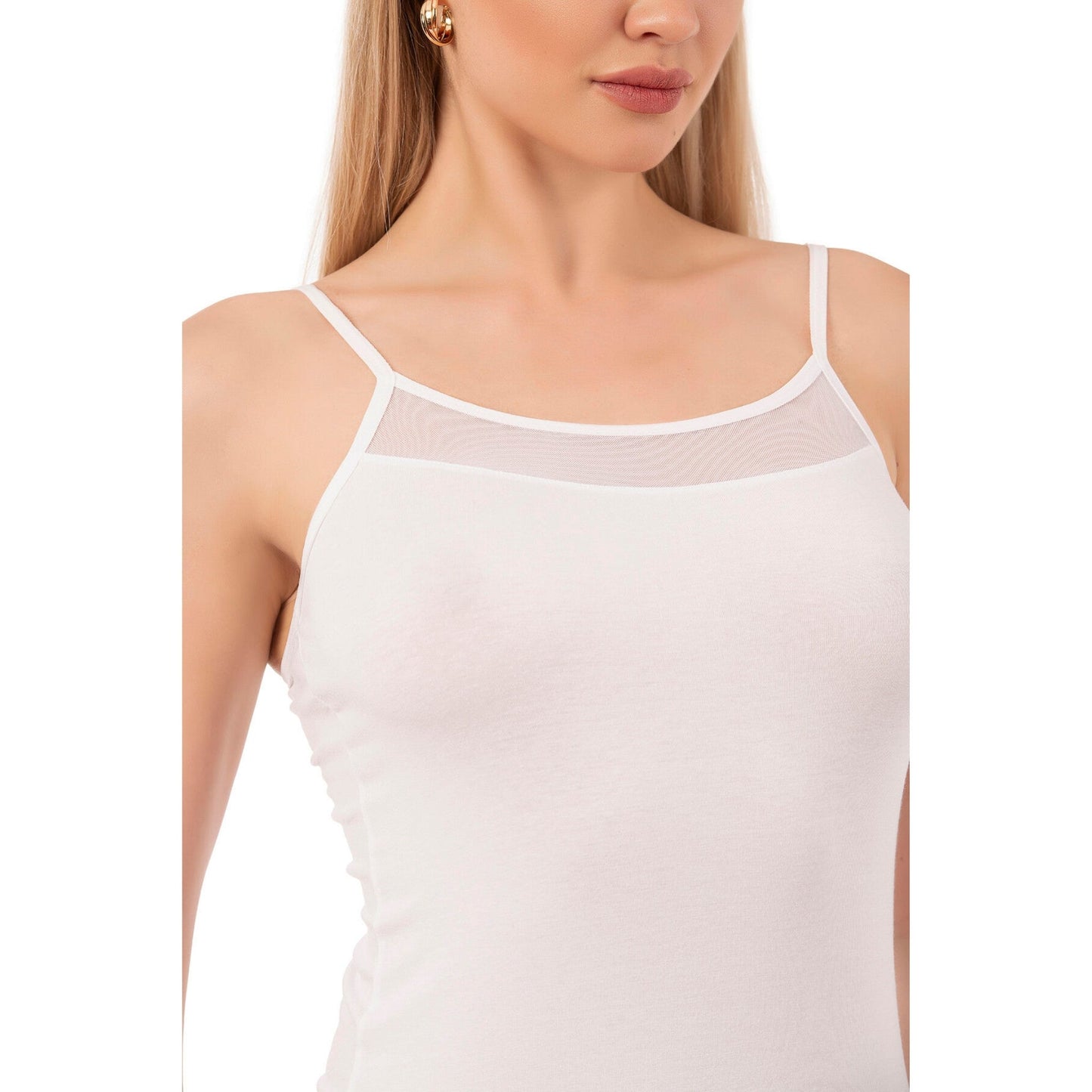 Caraco en coton modal pour femme avec détails en maille et fines bretelles