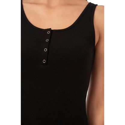Débardeur en coton côtelé avec boutons-pression pour femme