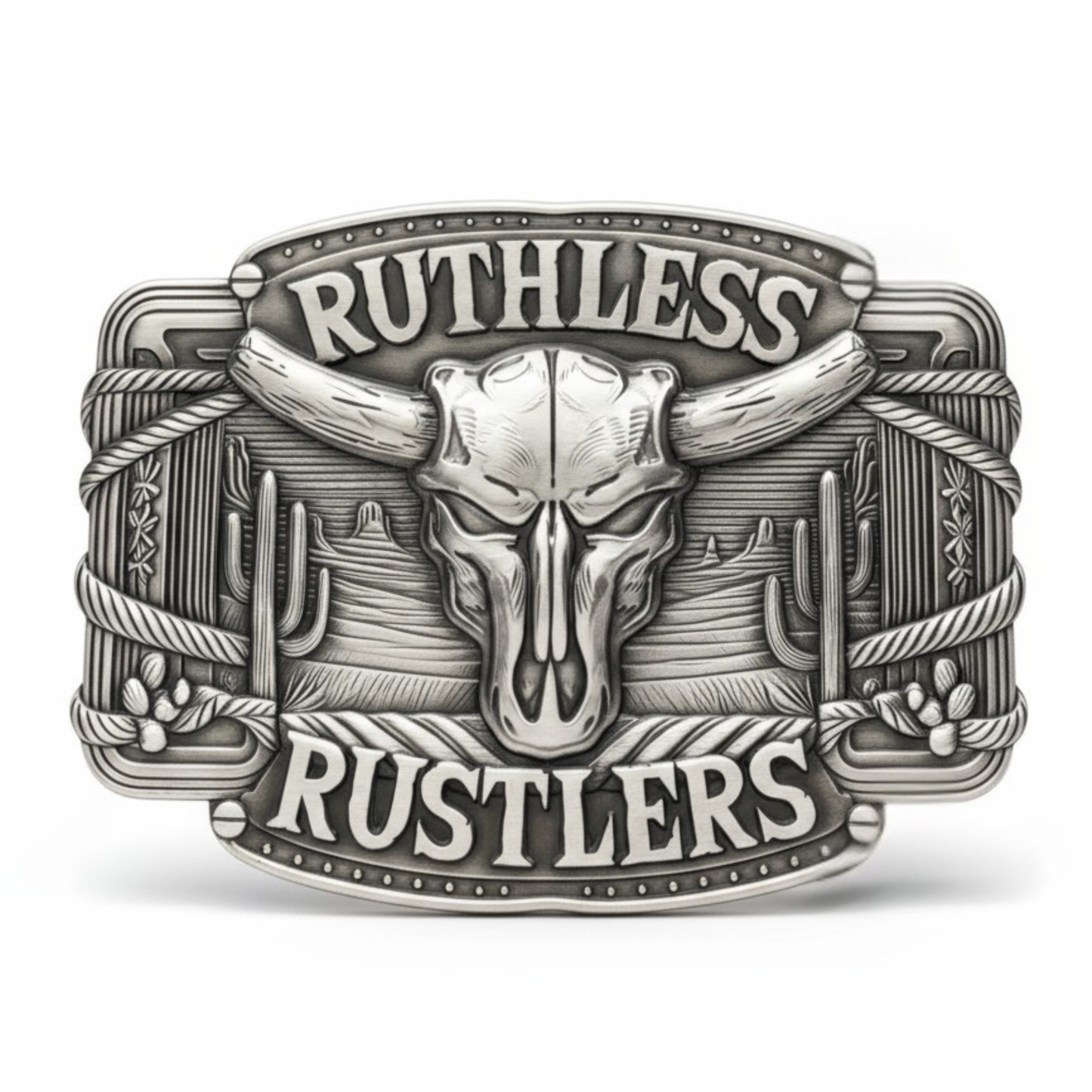 Boucle de ceinture Ruthless Rustlers RR Frontier | Argent antique