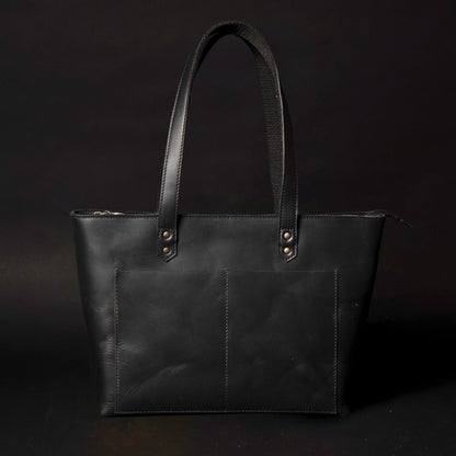 Sac fourre-tout classique en cuir noir