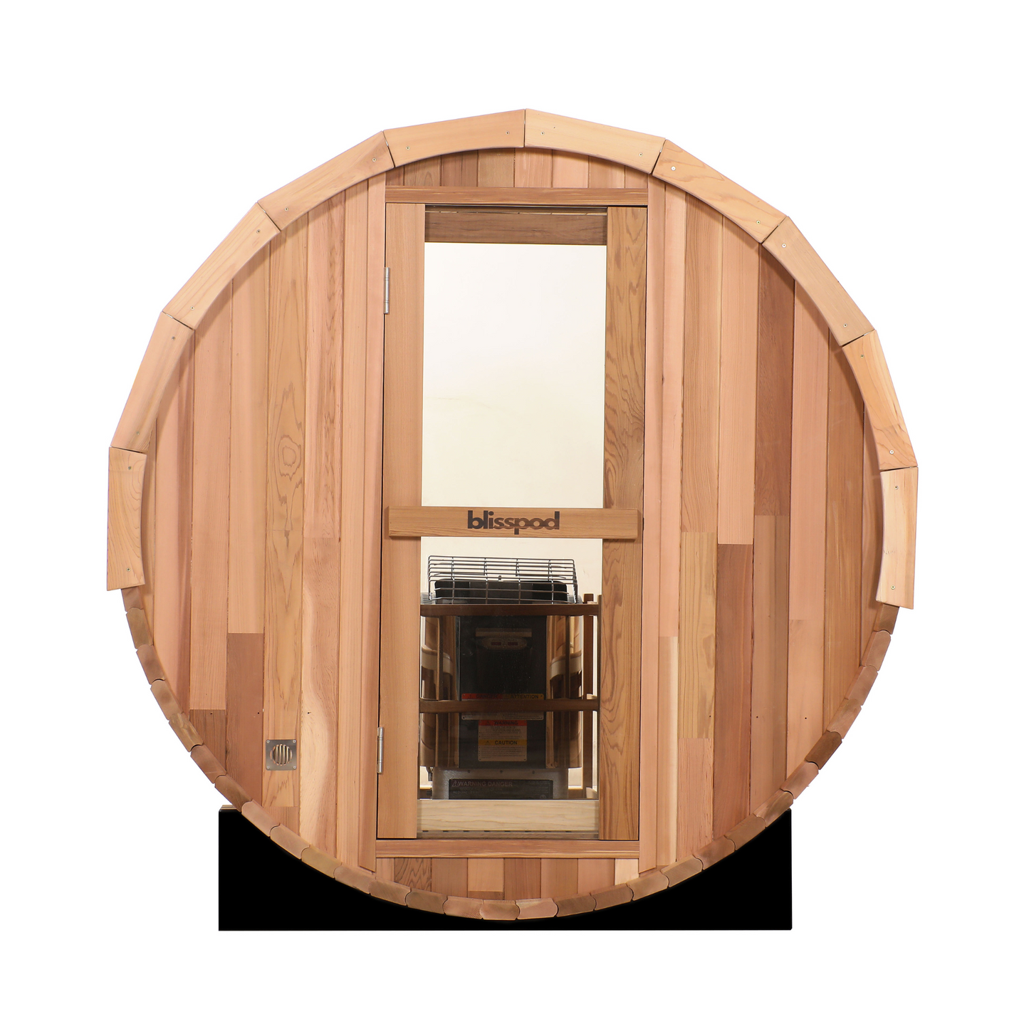 Blisspod | Prague | Sauna tonneau extérieur en cèdre rouge canadien à vapeur | Arrière entièrement vitré | 180cm H x 180cm L x 180cm P | 4-6 personnes