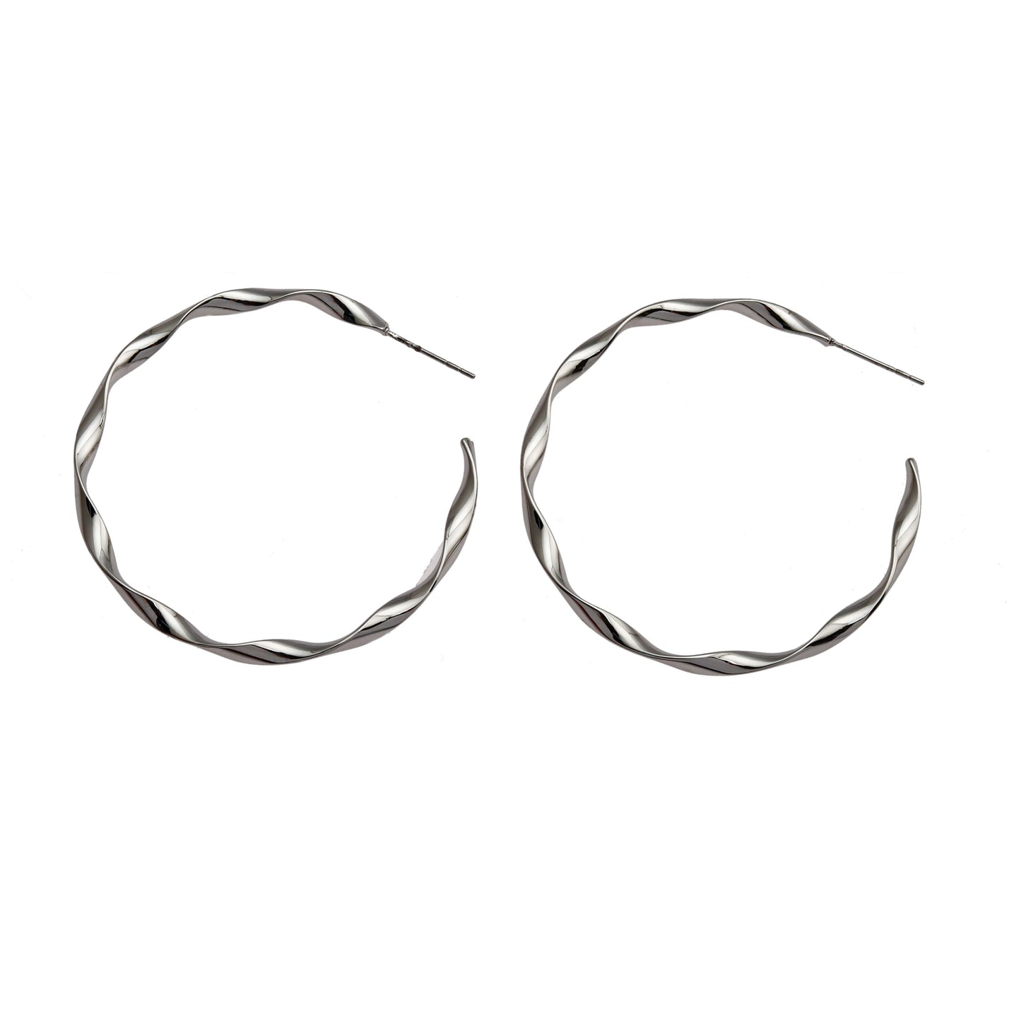 Boucles d'oreilles créoles VERONA torsadées ondulées argentées