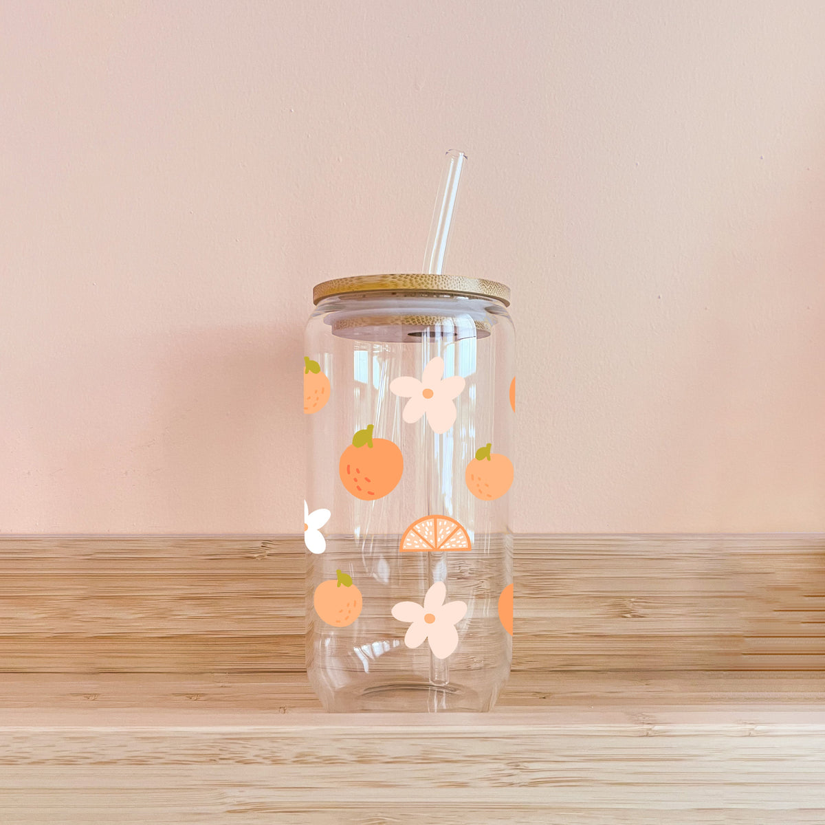 Verre boho - fleurs et agrumes