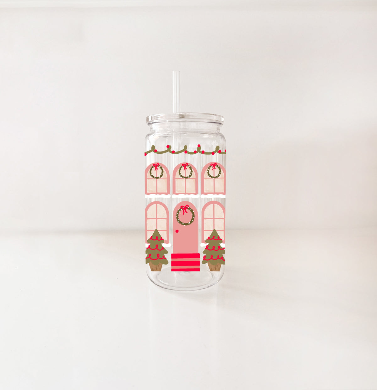 Verre en plastique 16oz - Façade festive