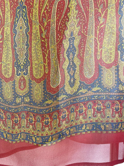 PRG7189 Tunique caftan courte en pure soie Sheer Avatar sans fentes