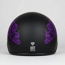 Casque demi-jet VOSS 707FRP Black Skull and Rose avec visière