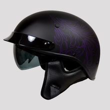 Casque demi-jet VOSS 707FRP violet cachemire avec visière