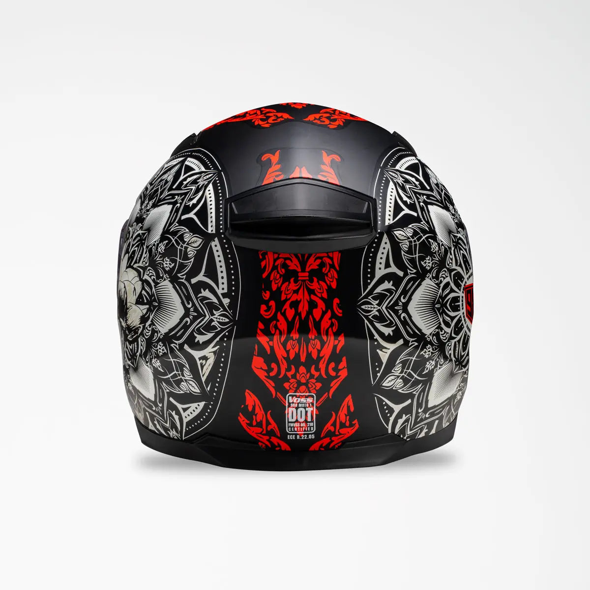 Casque de moto intégral mat VOSS 988 Moto-1 Red Mandala