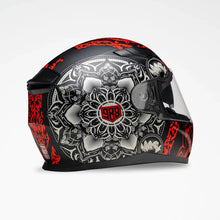 Casque de moto intégral mat VOSS 988 Moto-1 Red Mandala