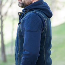 Gilet polyvalent en jean avec capuche