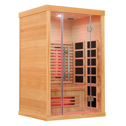 Blisspod | Venetian | Sauna intérieur à spectre complet en pruche du Canada de qualité supérieure à faible champ électromagnétique | 10 radiateurs | Chromothérapie et réflexologie | 2 personnes