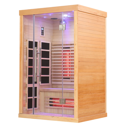 Blisspod | Venetian | Sauna intérieur à spectre complet en pruche du Canada de qualité supérieure à faible champ électromagnétique | 10 radiateurs | Chromothérapie et réflexologie | 2 personnes