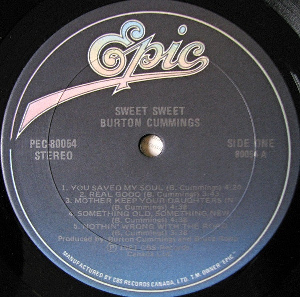 Burton Cummings – Sweet Sweet - Pressage original de 1981