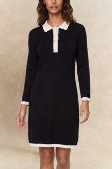 Robe en maille Vivienne avec col contrastant