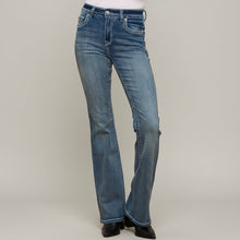 Jean bootcut brodé pour femme Westfield Eagle. Jean taille haute à ornements Eagle.