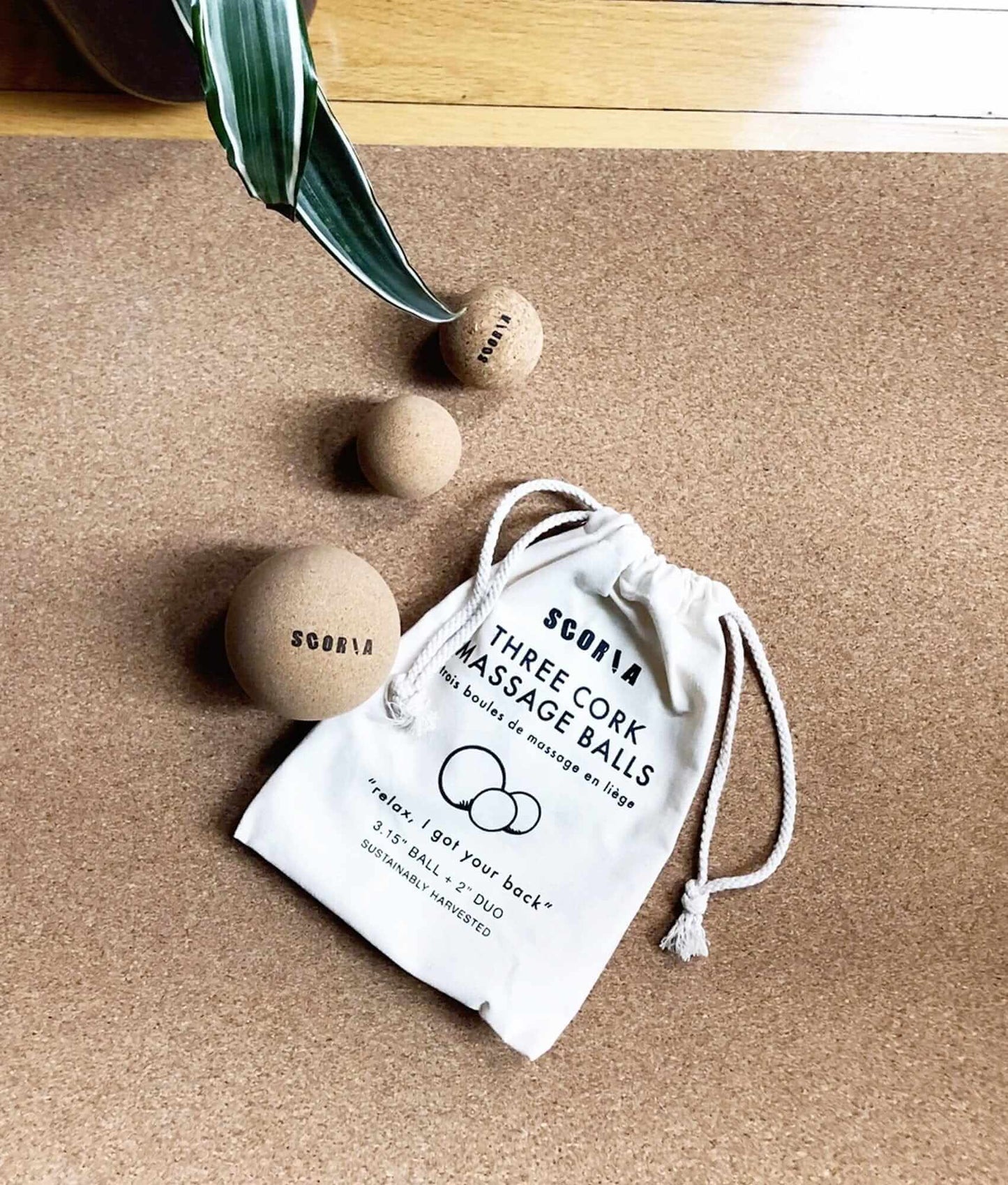 Balles de massage en liège (lot de trois)