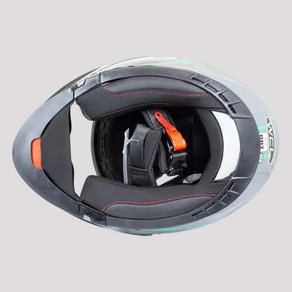 Casque de moto modulable West Coast Leather noir et vert