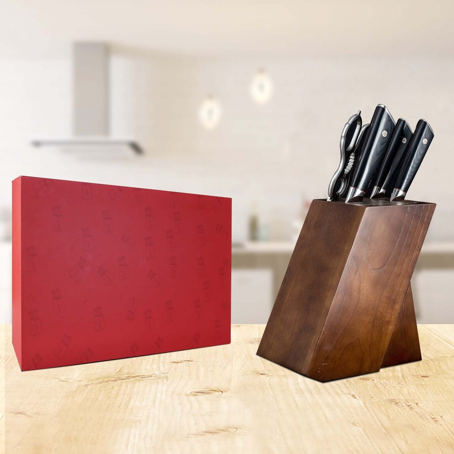 HAGAKURE SIX | Ensemble de 6 couteaux essentiels | 4 couteaux, 1 paire de ciseaux avec bloc de bois