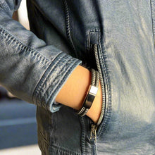 Bracelet tressé en cuir noir et fil d'acier inoxydable pour hommes