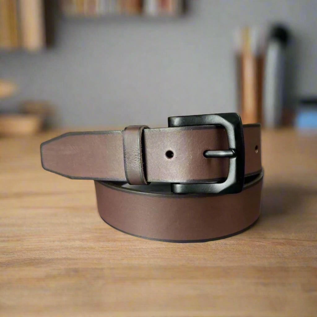 Ceinture homme en cuir grainé de buffle